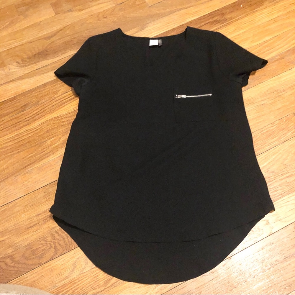 PAPER CRANE Black Blouse Side Zips Small